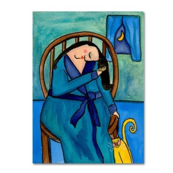 Wyanne 'Big Diva Combing Her Hair At Midnight' Canvas Art, 18x24, Trademark Fine Art, Mfr#: ALI8115-C1824GG